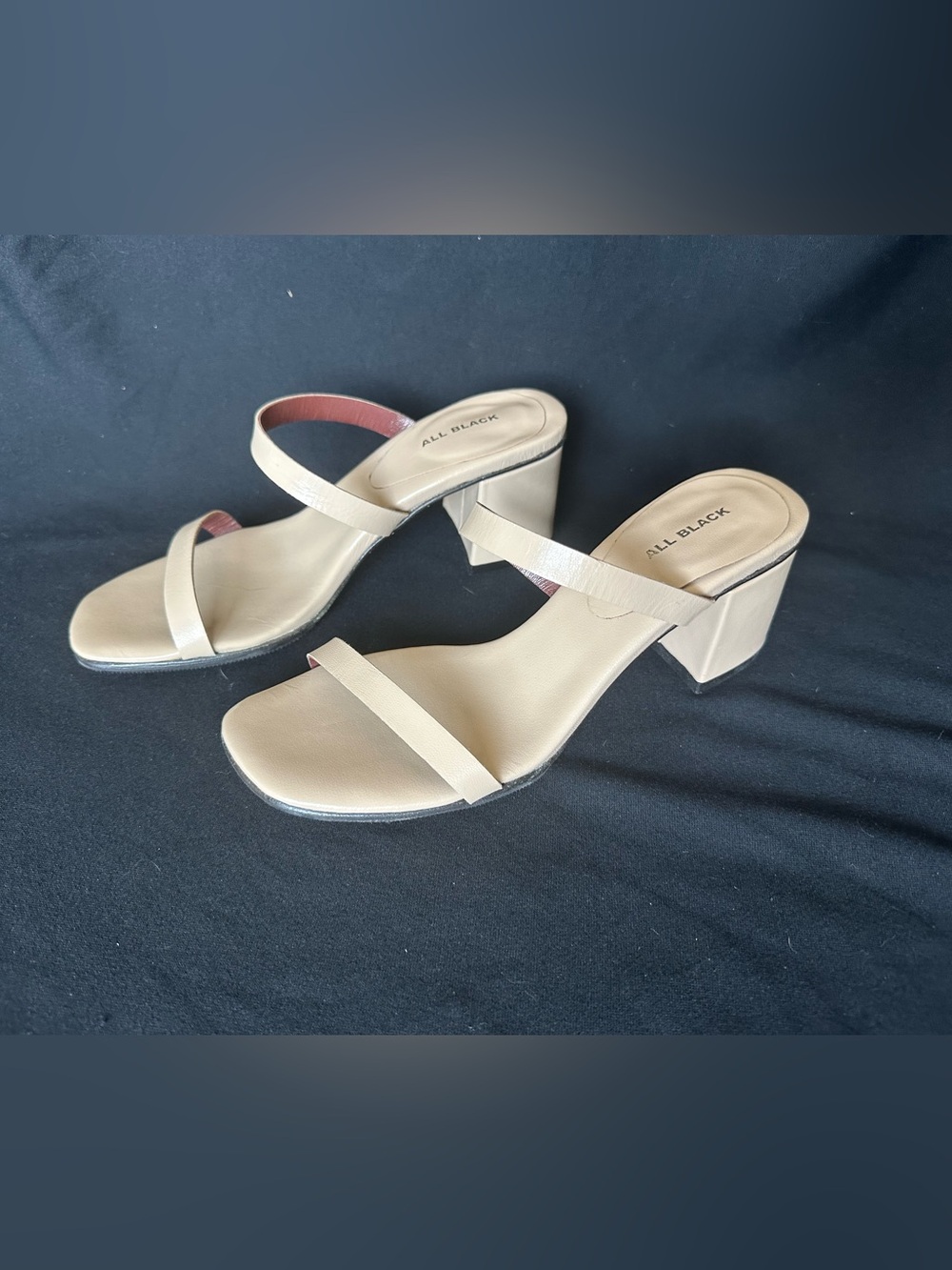 All Black Nude naked lady  Strappy Block Heel Sandal 36.5